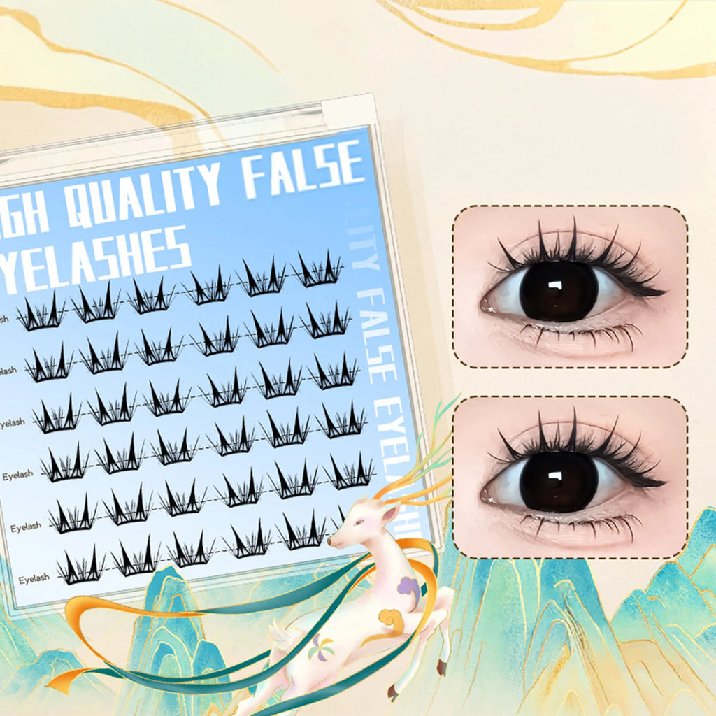 Natural Cosplay False Eyelashes No Glue Need Eyelash Clusters