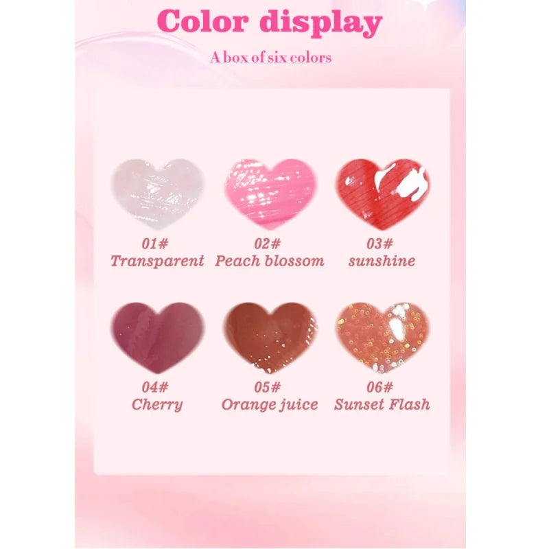 6 Pieces Glass Mirror Lip Gloss Set Hydrating
