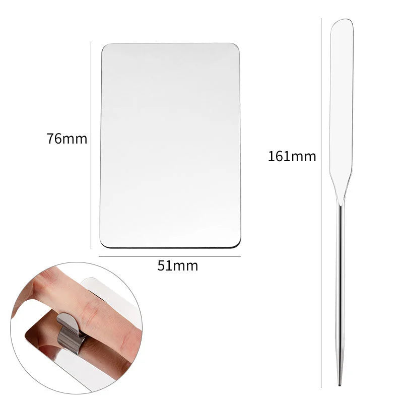 Stainless Steel Palette Tray Mixing Rod Set Makeup Toner Spatula Mixing Stick