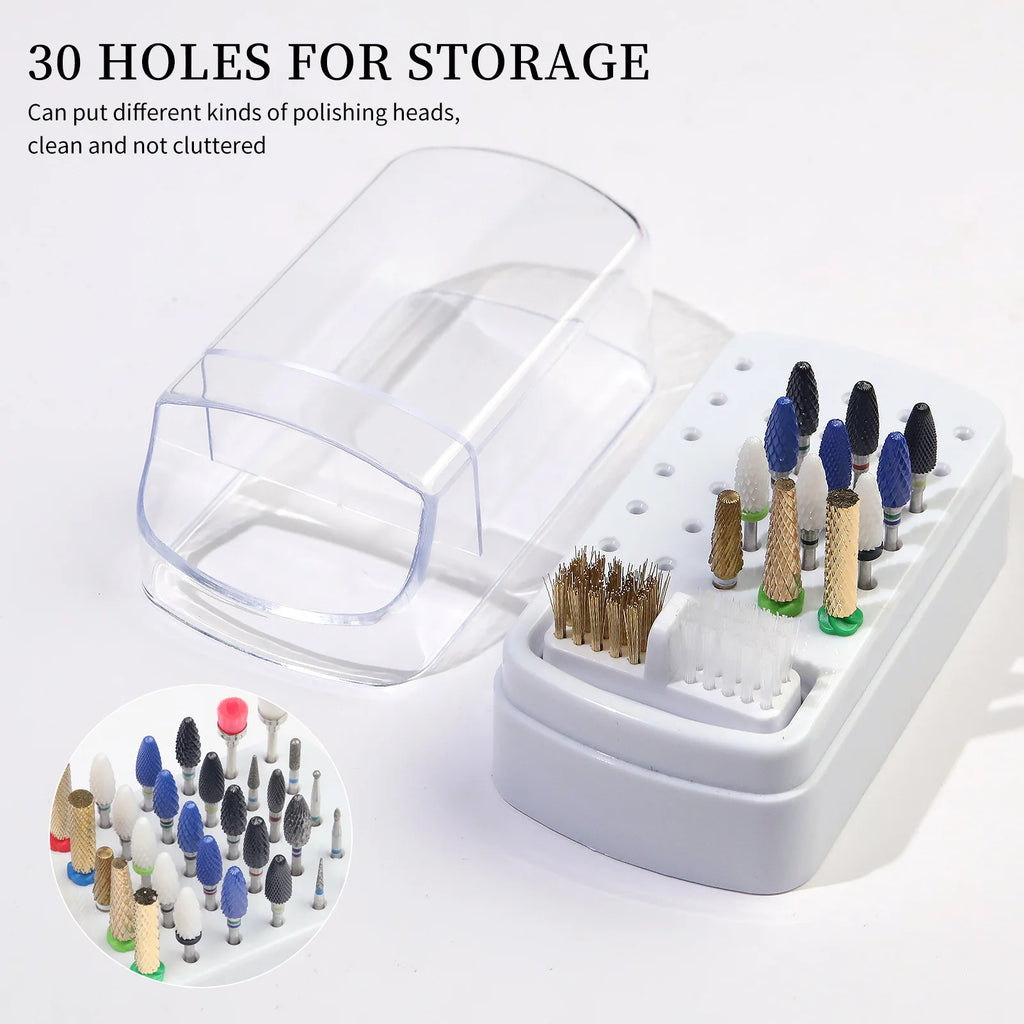 30 Holes Nail Polish Head Organizer Acrylic Portable Professional