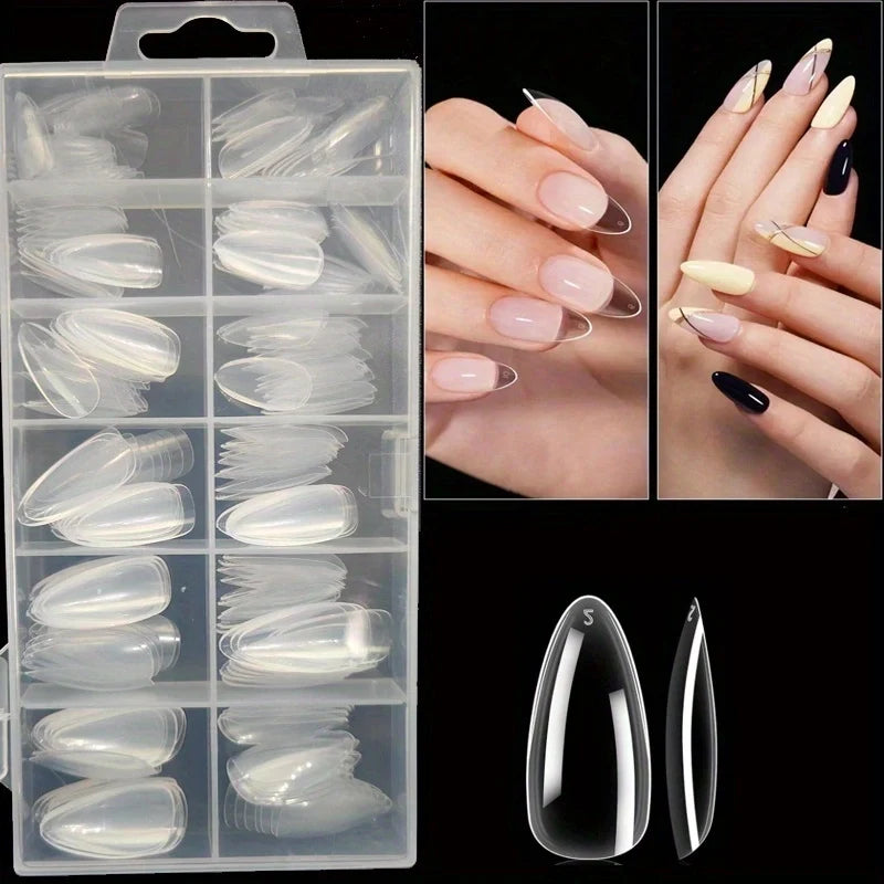 120 Pieces of Transparent Coffin/Mandarin/Aprilion/Square/Oval/Other Shape Style Boxed Nails, 12 Different Sizes Full Cover Acrylic Press-On Nails