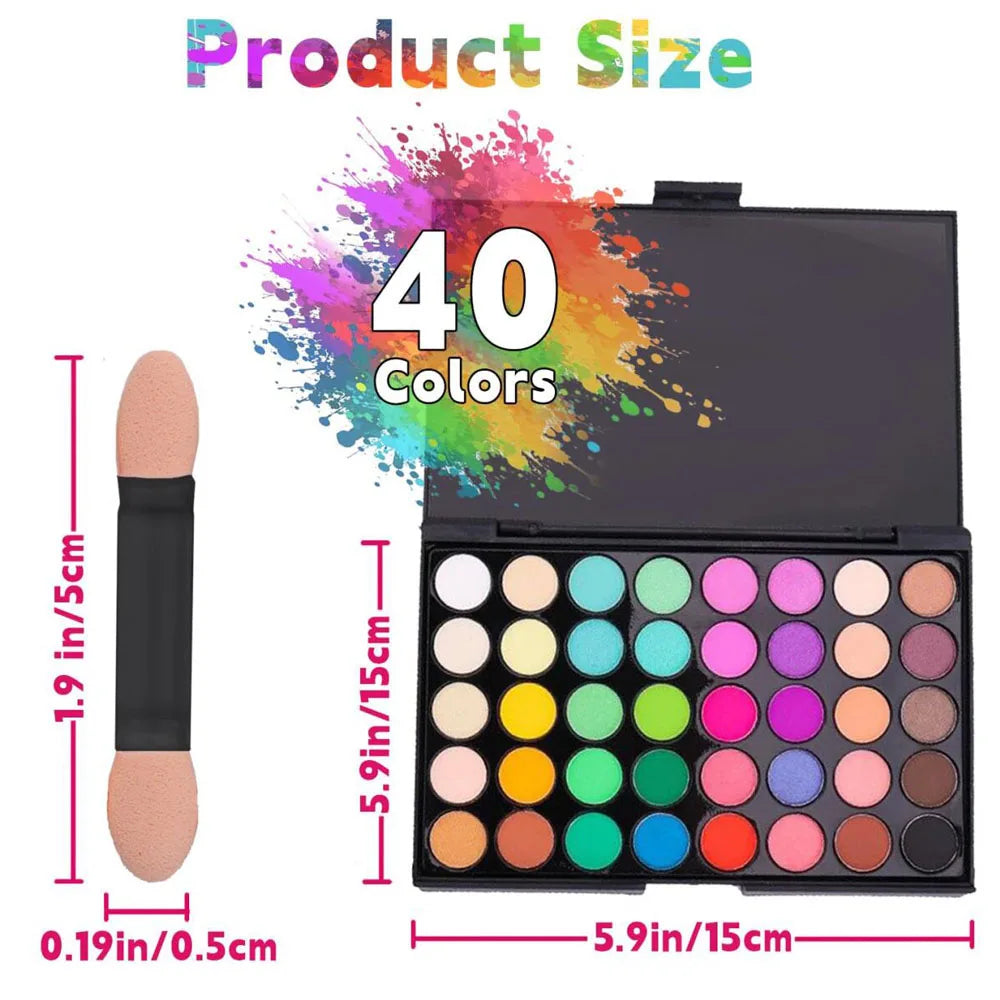40-Colors Gradient Nail Eyeshadow Palette Glitter Waterproof Matte Long-Lasting Pigmented Powder For Beginner Makeup Learn Tools