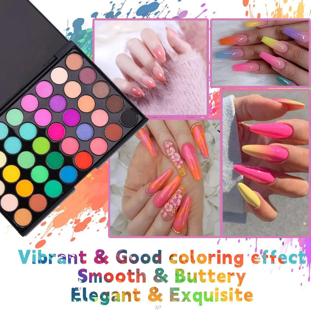 40-Colors Gradient Nail Eyeshadow Palette Glitter Waterproof Matte Long-Lasting Pigmented Powder For Beginner Makeup Learn Tools