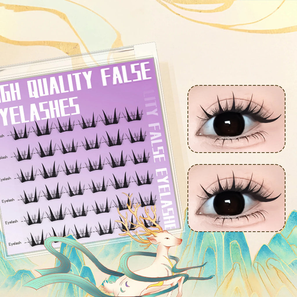 Natural Cosplay False Eyelashes No Glue Need Eyelash Clusters