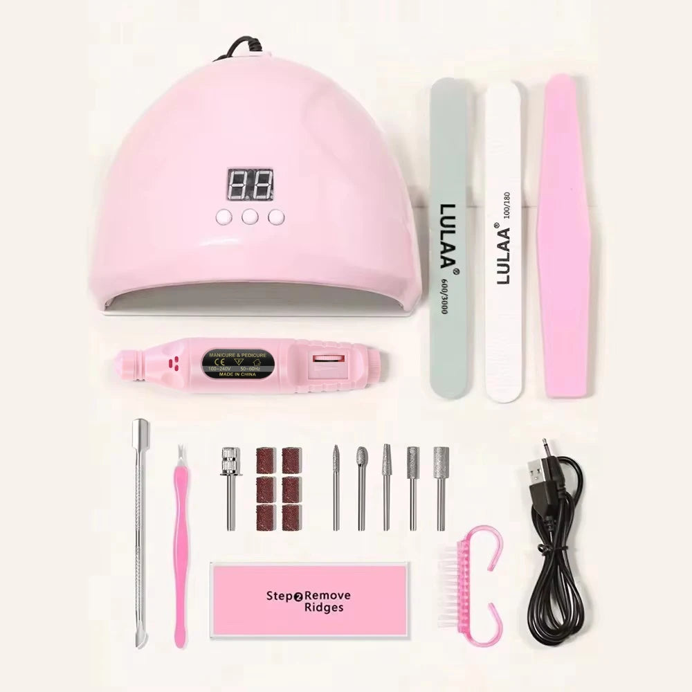 7-in-1Nail Art Tool Set With LED UV Nail Lamp