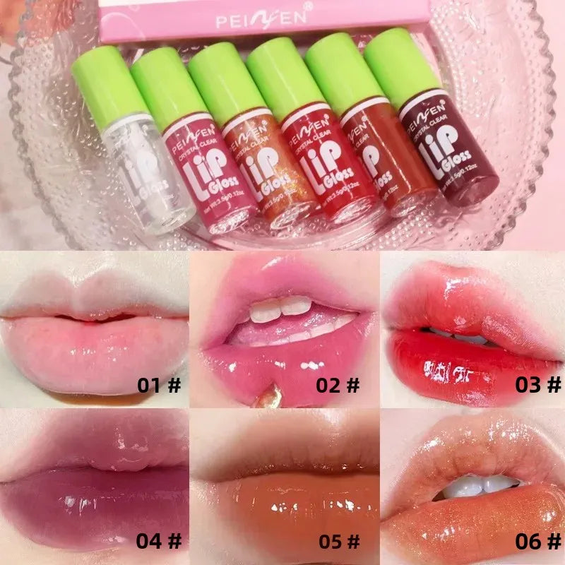 6 Pieces Glass Mirror Lip Gloss Set Hydrating