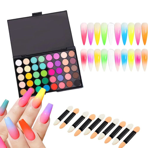 40-Colors Gradient Nail Eyeshadow Palette Glitter Waterproof Matte Long-Lasting Pigmented Powder For Beginner Makeup Learn Tools