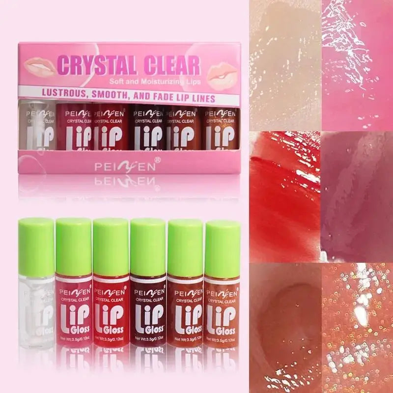 6 Pieces Glass Mirror Lip Gloss Set Hydrating