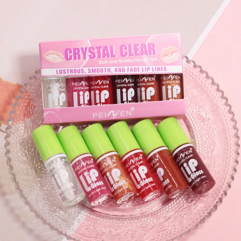 6 Pieces Glass Mirror Lip Gloss Set Hydrating