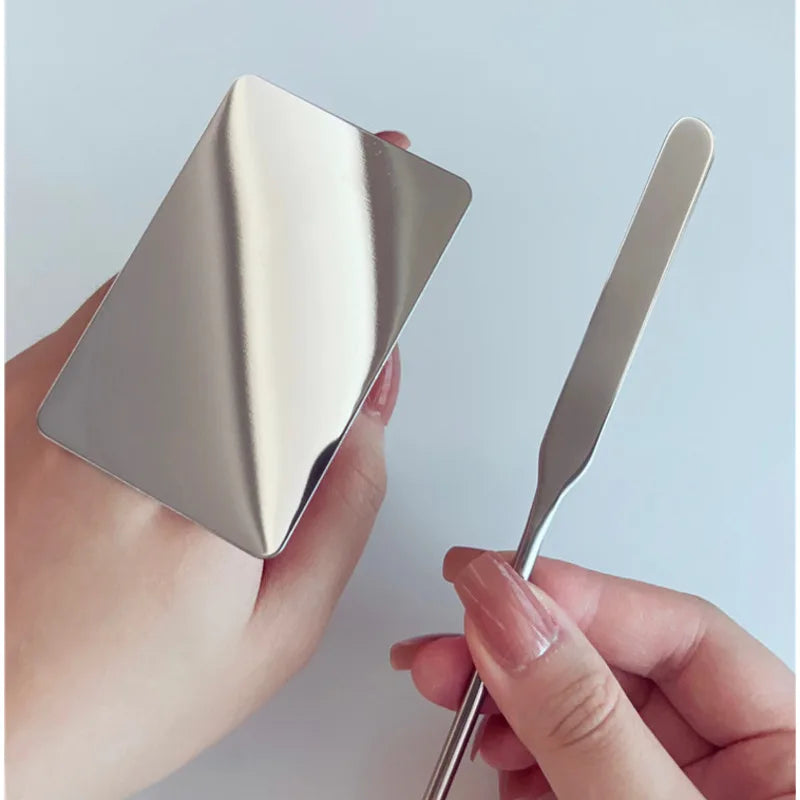 Stainless Steel Palette Tray Mixing Rod Set Makeup Toner Spatula Mixing Stick