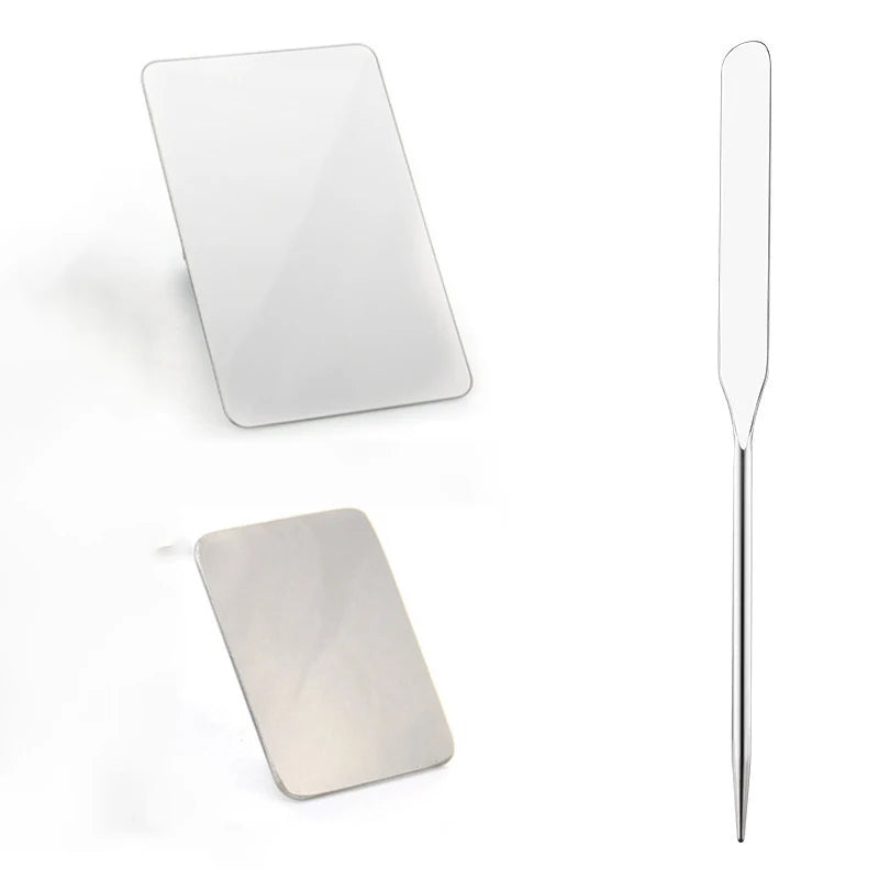 Stainless Steel Palette Tray Mixing Rod Set Makeup Toner Spatula Mixing Stick