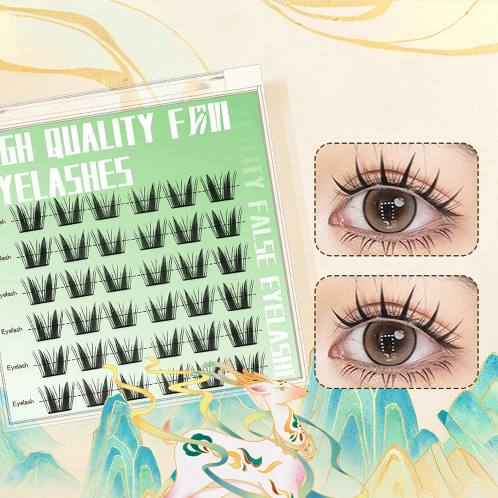 Natural Cosplay False Eyelashes No Glue Need Eyelash Clusters