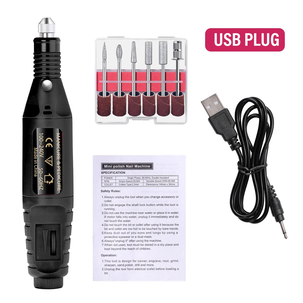 Electric Nail Drill Machine Set Pedicure Grinding Equipment Mill For Manicure