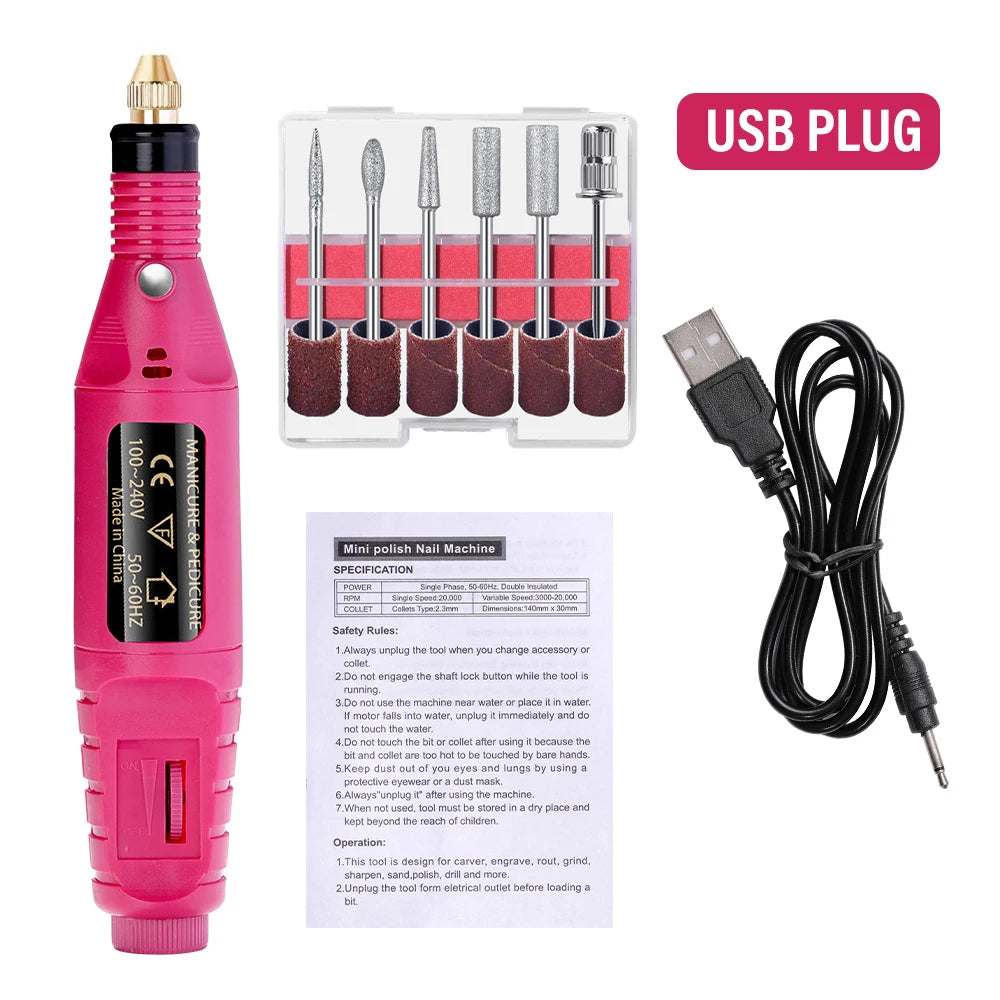 Electric Nail Drill Machine Set Pedicure Grinding Equipment Mill For Manicure