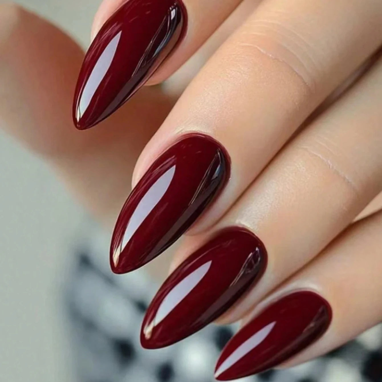 24pcs Medium Press On Nails Square Black High