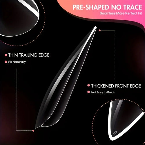 120 Pieces of Transparent Coffin/Mandarin/Aprilion/Square/Oval/Other Shape Style Boxed Nails, 12 Different Sizes Full Cover Acrylic Press-On Nails