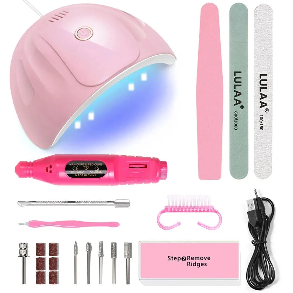 7-in-1Nail Art Tool Set With LED UV Nail Lamp