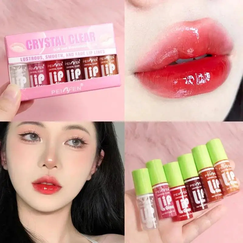 6 Pieces Glass Mirror Lip Gloss Set Hydrating