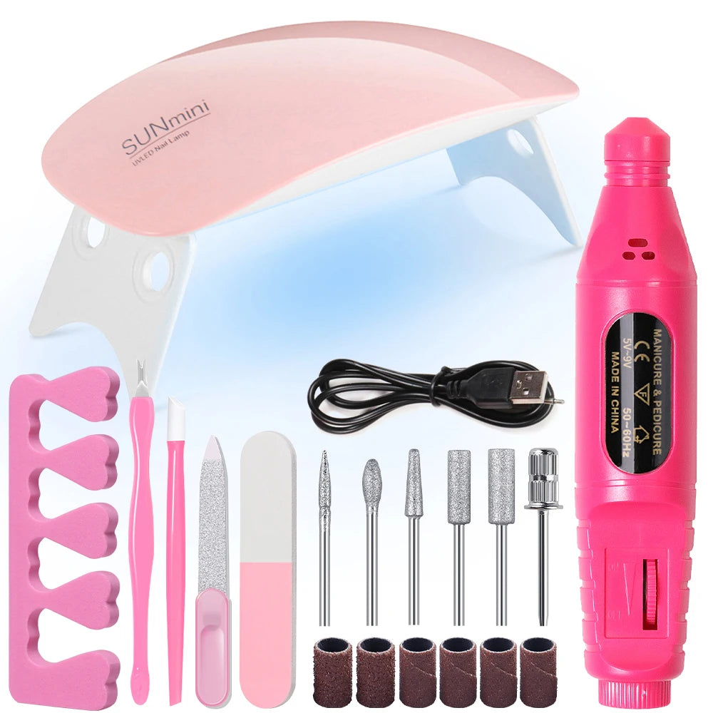 7-in-1Nail Art Tool Set With LED UV Nail Lamp