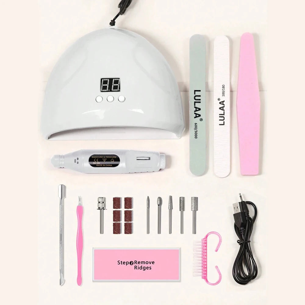 7-in-1Nail Art Tool Set With LED UV Nail Lamp