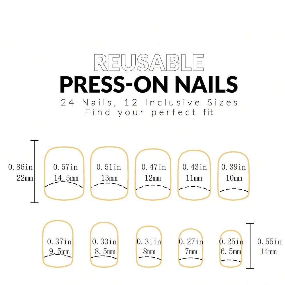 24pcs Medium Press On Nails Square Black High