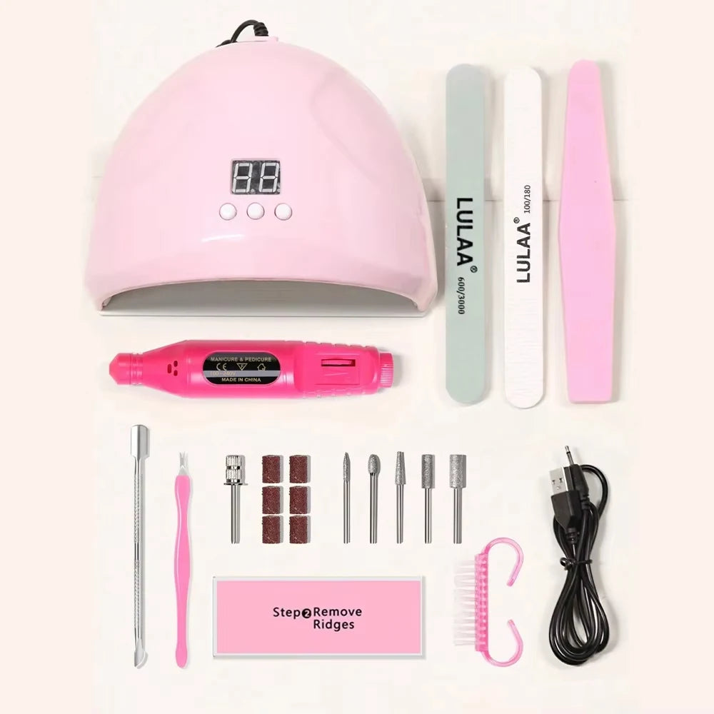 7-in-1Nail Art Tool Set With LED UV Nail Lamp